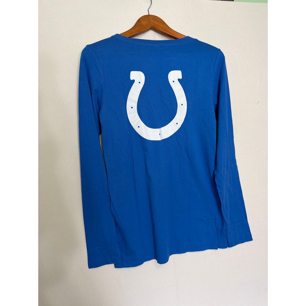 Indianapolis Colts NFL Long Sleeve V Neck T Shirt Blue Women M 100% Cotton NWOT - Picture 6 of 8